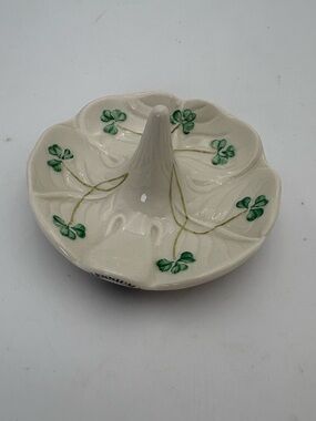 Vintage Belleek Irish Shamrock  Ring Holder Dish - Millennium 2000 Collection